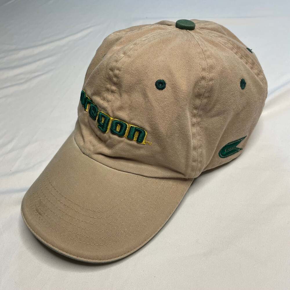 Oregon Ducks Tan Hat Green Embroidered Logo Adjustable